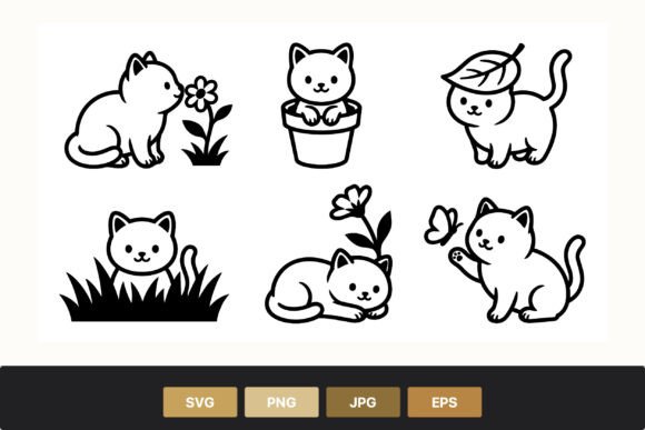 Download Cute Black and White Cat Line Art - Line art Collection
