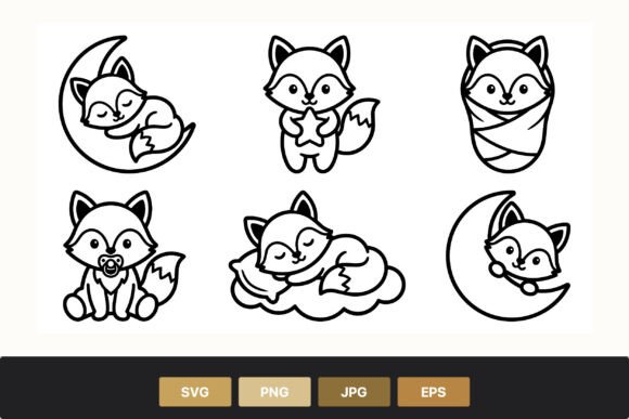 Download Cute Fox Baby Line Art - Line art Collection