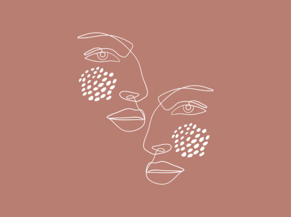 Download Abstract Line Art Woman Two Face Drawing - Line art Collection
