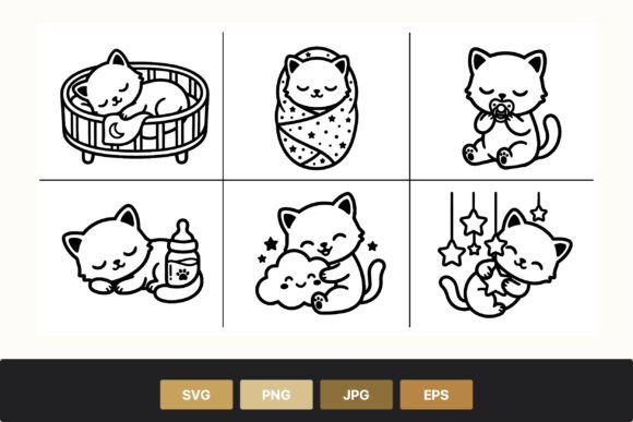 Download Cute Baby Cat Line Art - Line art Collection