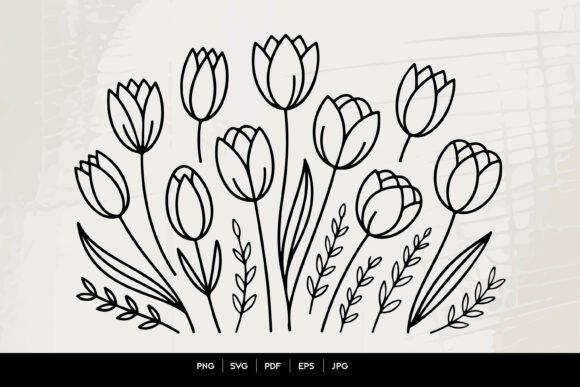 Download Tulip Floral Line Art SVG - Line art Collection