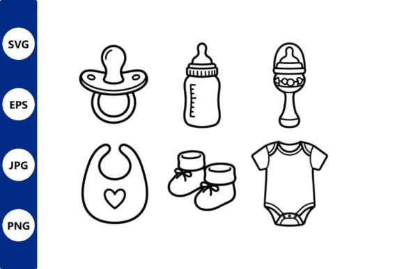 Download Baby Line Art Set Pacifier Bottle Rattle - Line art Collection