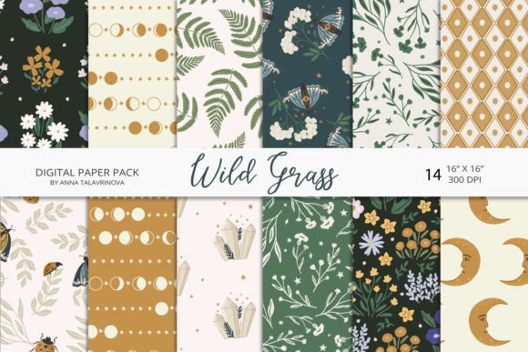 Download Wild Grass Digital Papers Pack - Digital papers pack Collection
