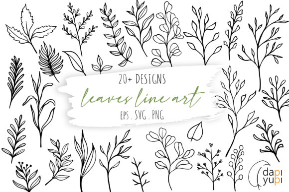Download Botanical Line Art Clipart. Floral Set - Line art Collection