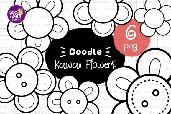 Download KDP Coloring Kawaii Flower Line Art - Line art Collection