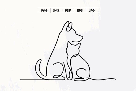 Download Dog and Cat Line Art Minimal Pet Design - Line art Collection