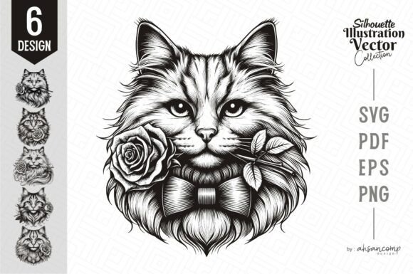 Download Romantic Rose Cat Line Art - Line art Collection