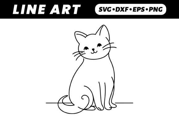 Download Cute Cartoon Cat Line Art Illustration - Line art Collection