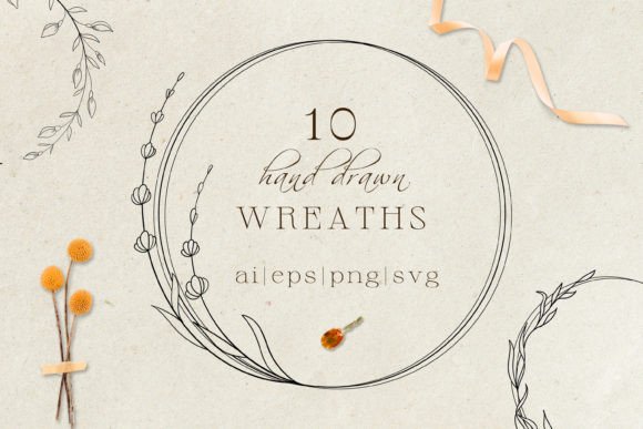 Download Line Floral Wreaths Collection - Collection Collection
