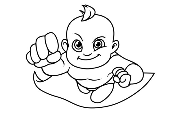 Download Super Baby Line Art - Line art Collection