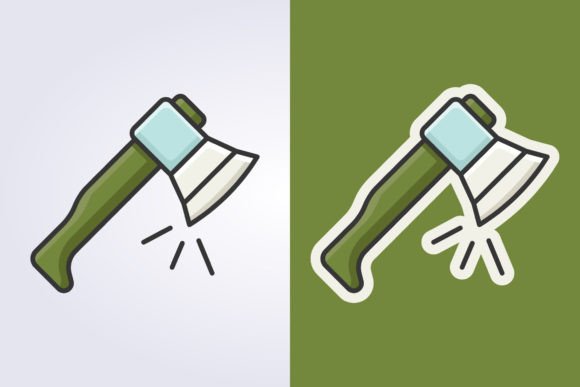 Download Colored Line Art Axe Icon Vector Logo - Line art Collection