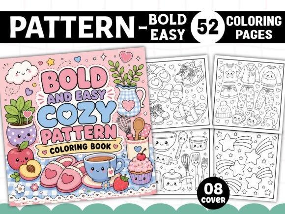 Download Bold Easy Pattern Coloring Book Pages - Premium Bundle
