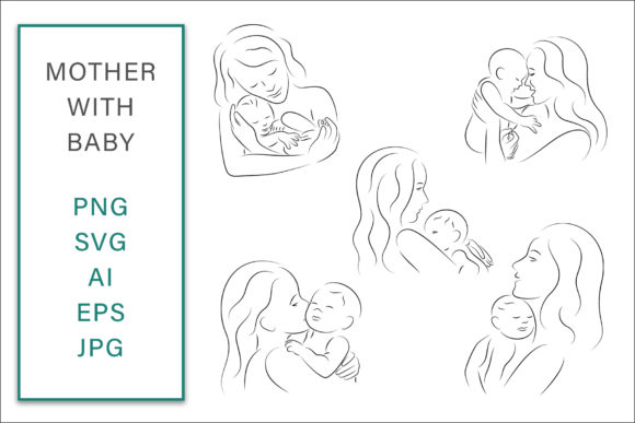 Download Mother with Baby Line Art - Line art Collection