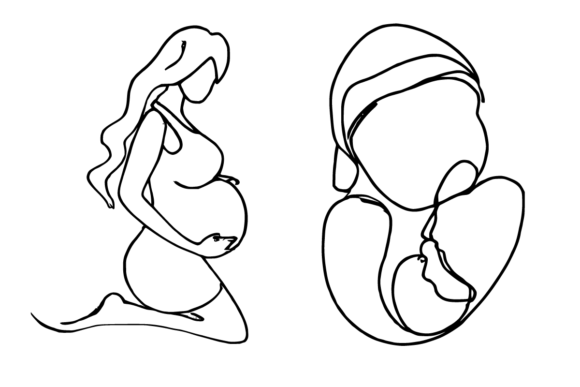 Download Mom and Baby Line Art Clipart - Line art Collection